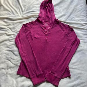 Y2K Arizona Jeans Co. pink hooded ribbed henley long sleeve size large